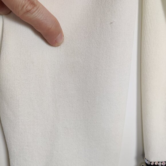 Moffi International Women's Cardigan Size L White Black Beaded Casual Stylish - Picture 10 of 10